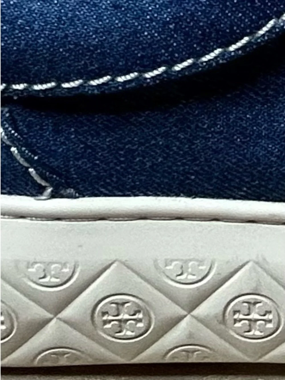 Sz 7.5 Tory Burch Ladybug Denim Leather Sneakers in “Azul”